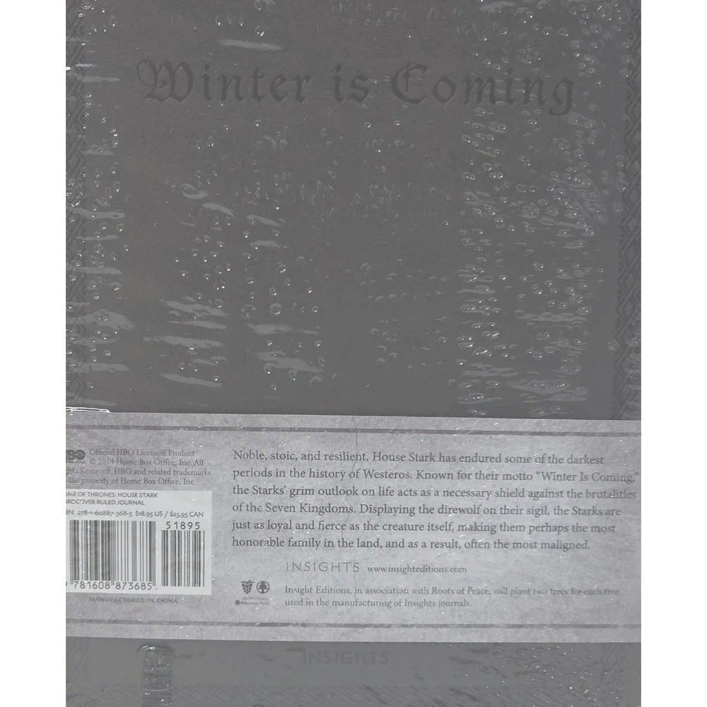 Game of Thrones House Stark Journal Black Sealed NWT Winter is Coming Dragon